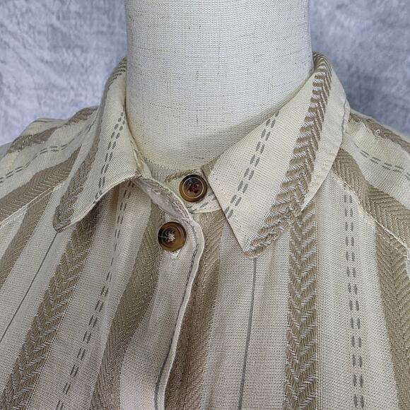 Anthropologie Dress Womens Small Beige Stripe Delphine Textured Tunic Boho Chic - Picture 6 of 16